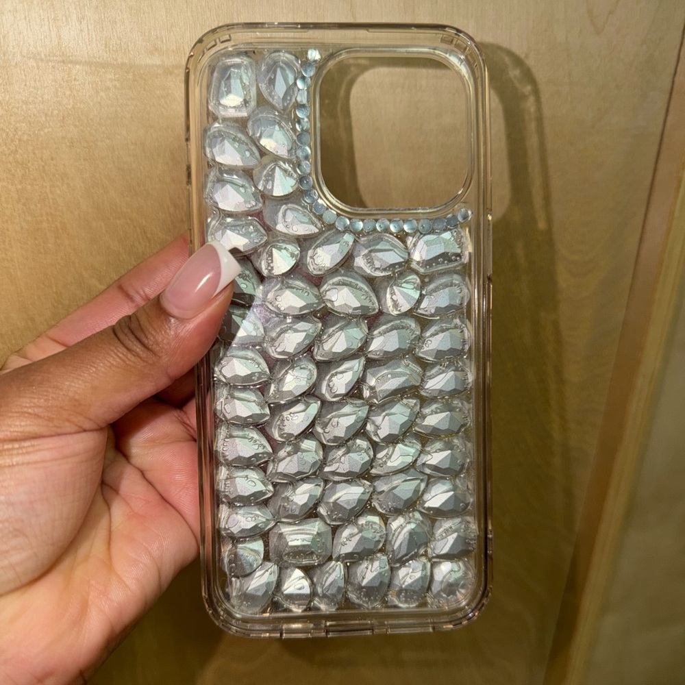 iPhone 15 PRO MAX Crystal Clear Rhinestone Phone Case Bling - Picture 7 of 8
